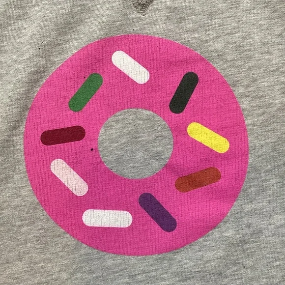 Kate Spade x Darcel Boatneck Grey Sweatshirt Pink Donut Medium Doughnut Top - Picture 4 of 9